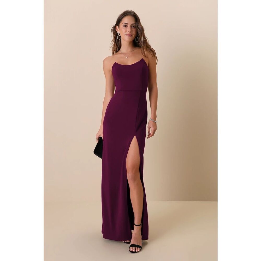 Lulus Sensational Beauty Plum Purple Strapless Maxi Dress Size S NWT